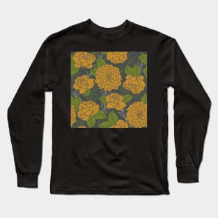 Floral Pattern in Goldenrod Long Sleeve T-Shirt